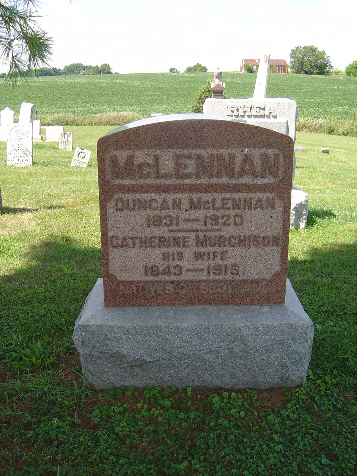 Photo of headstones/Duncan McLennan died 1920 MI Elmira, Illinois, USA
